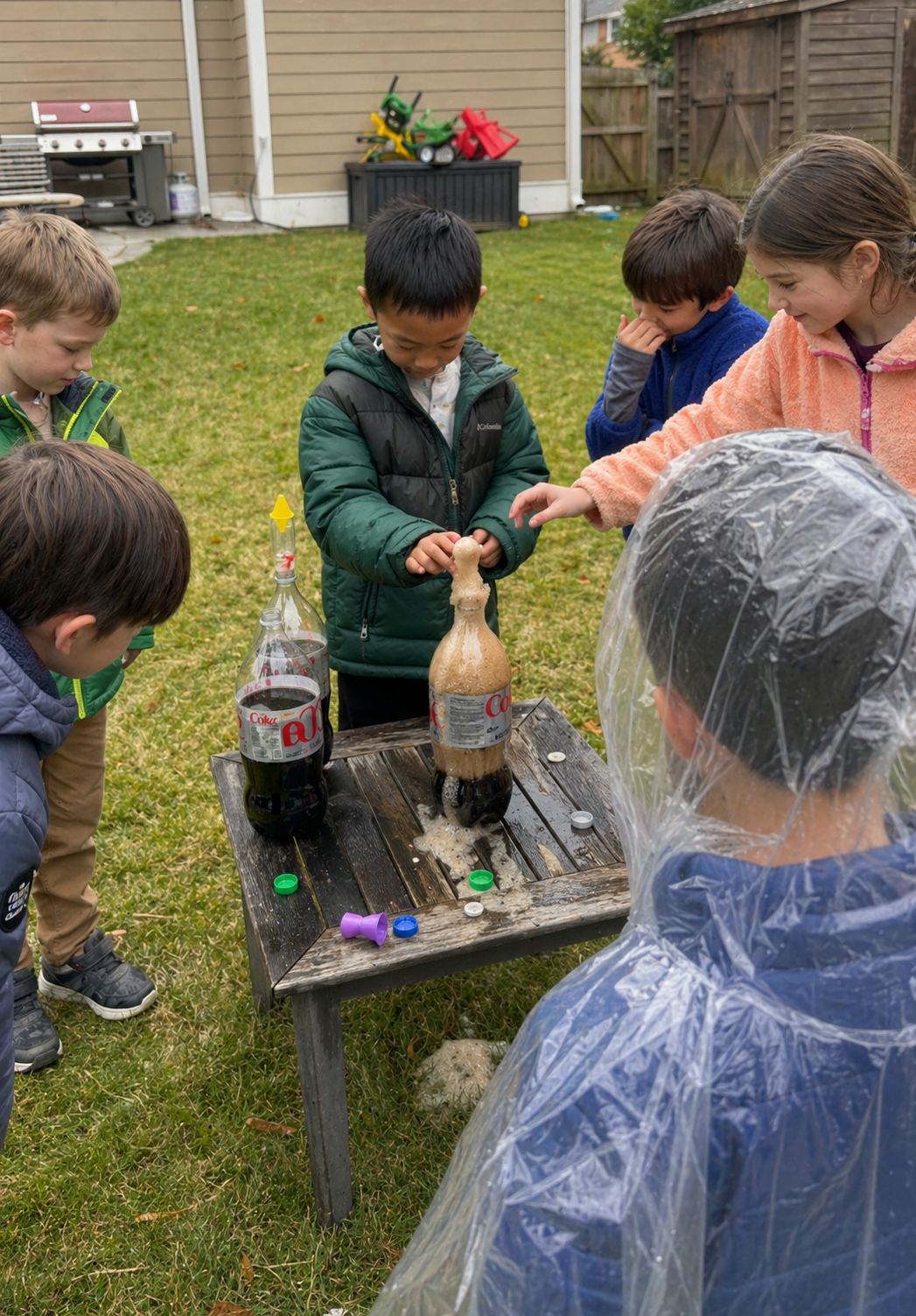 Children doing hands-on science experiments at mini camp